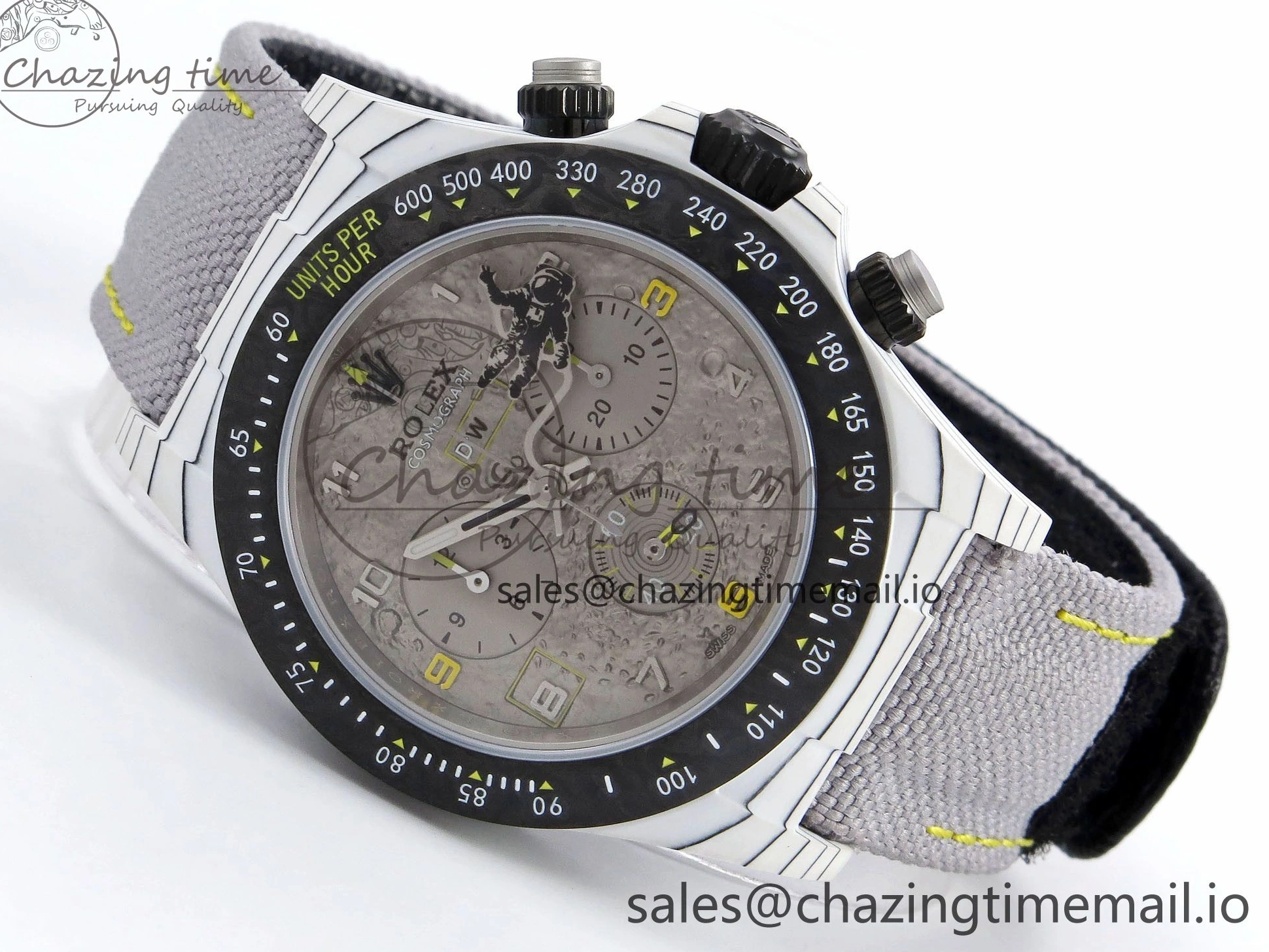 Clone Gray Gray Dial Space DIW Daytona Nylon Mission Textured Strap A4130 on 0228